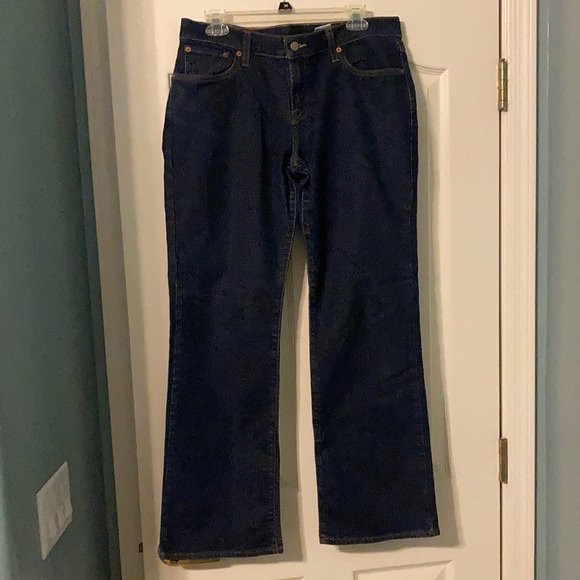 Mid rise regular length wide leg dark wash jeans - Picture 1 of 4